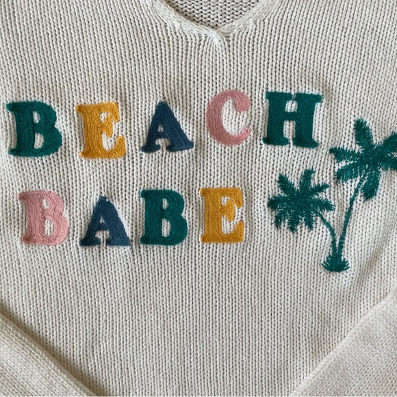 Simply Southern Beach Babe Sweater S/M Embroidered Oversized Crop Resort - Picture 3 of 6